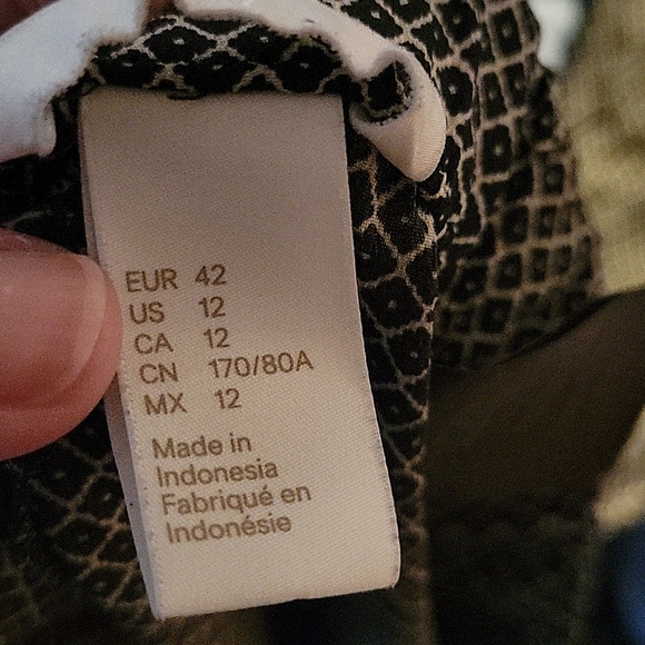 Navy & White Geometric Print Elastic Waist Pants H&M sz 12 - Picture 3 of 4